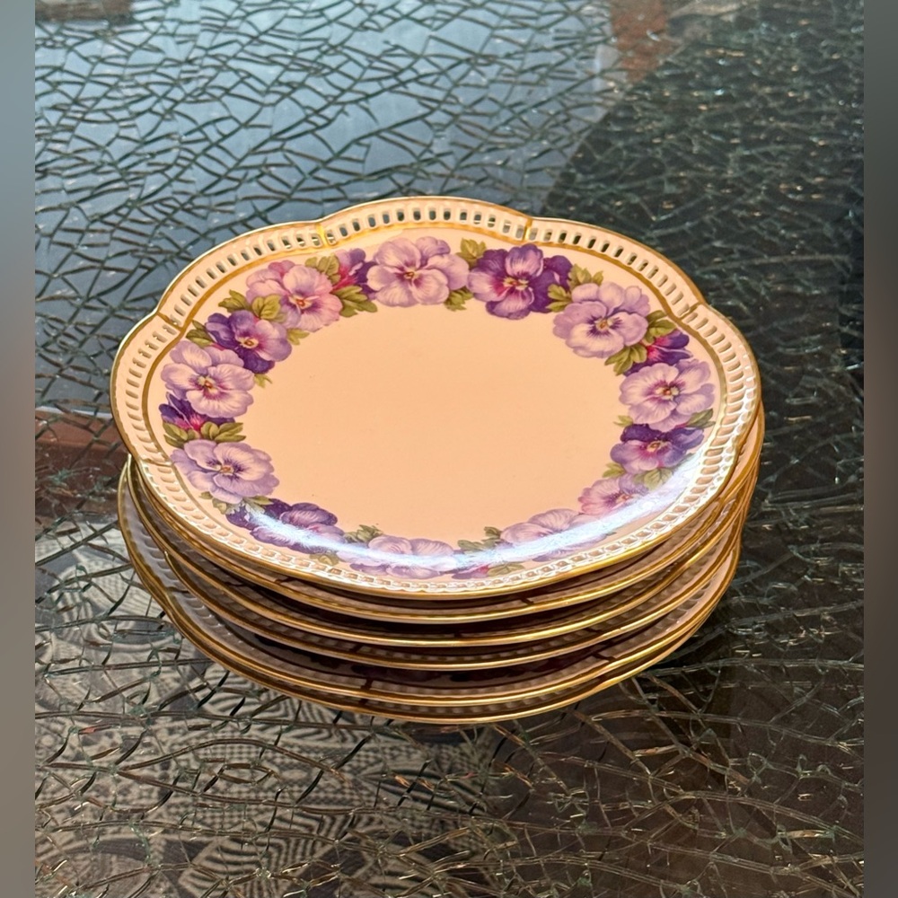 SET of SIX beautiful antique dessert plates by Schumann in Germany.PRICE For SIX